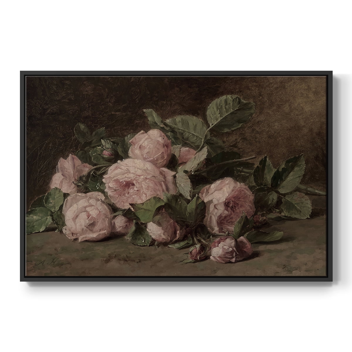 Vintage Botanical Print-XLI By Wexford Home Framed in Black Wood Gallery Wrapped Canvas 17 in. x 25 in.