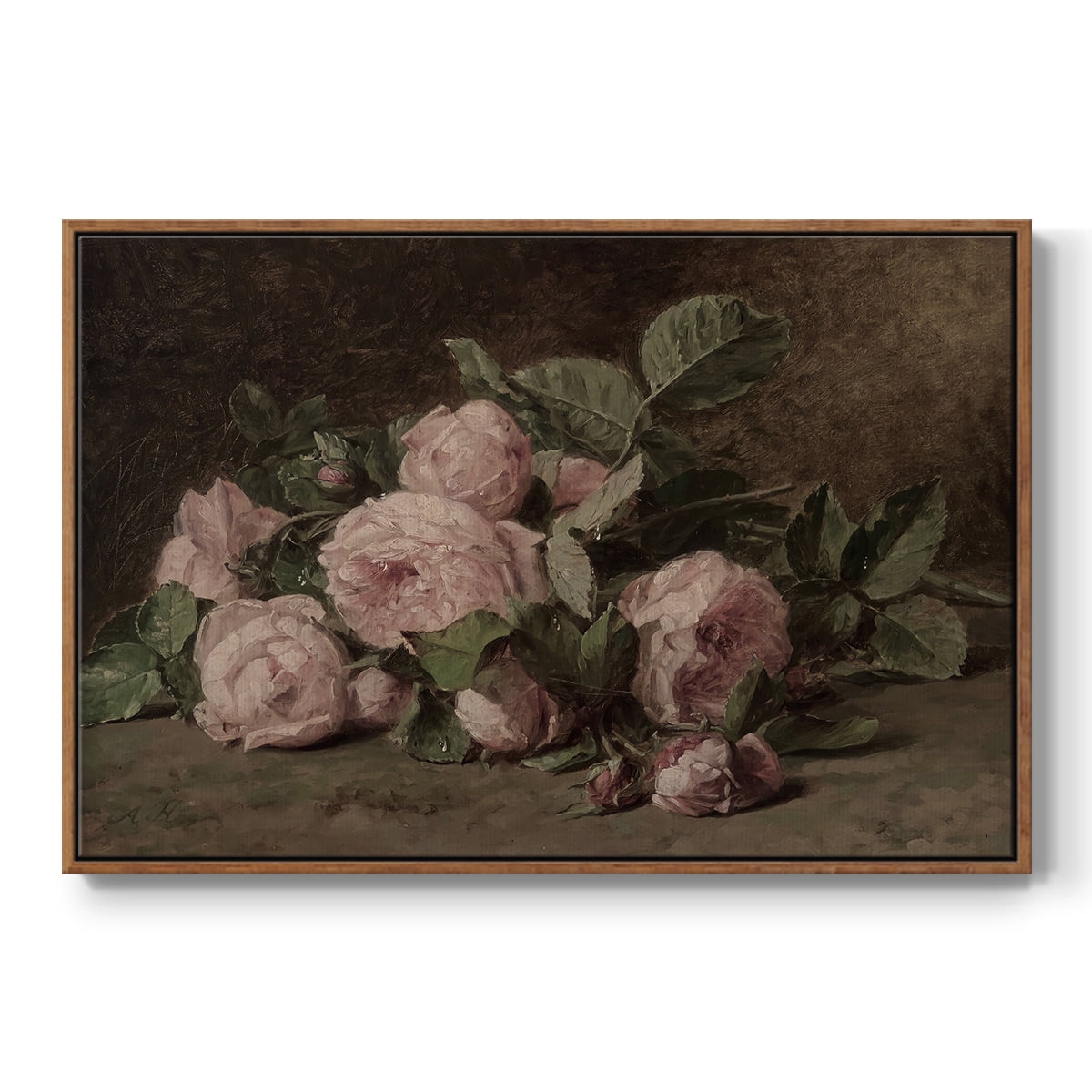 Vintage Botanical Print-XLI By Wexford Home Framed in Walnut Wood Gallery Wrapped Canvas 27 in. x 41 in.