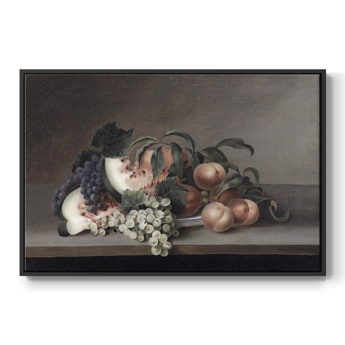 Vintage Botanical Print-XLII By Wexford Home Framed in Black Wood Gallery Wrapped Canvas 27 in. x 41 in.