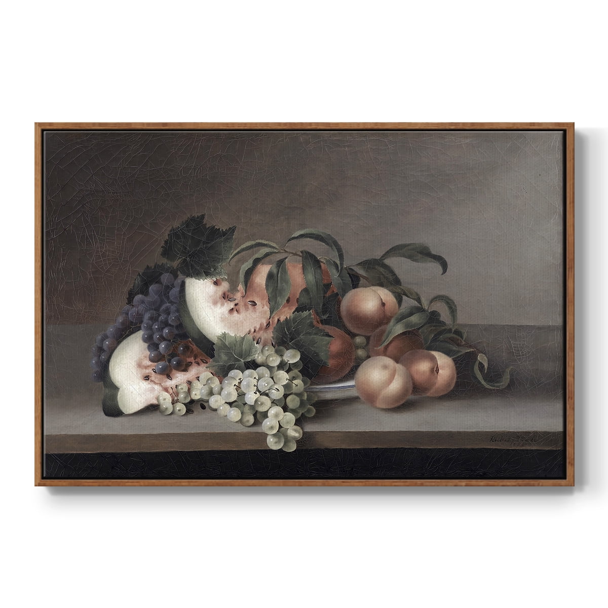 Vintage Botanical Print-XLII By Wexford Home Framed in Walnut Wood Gallery Wrapped Canvas 27 in. x 41 in.