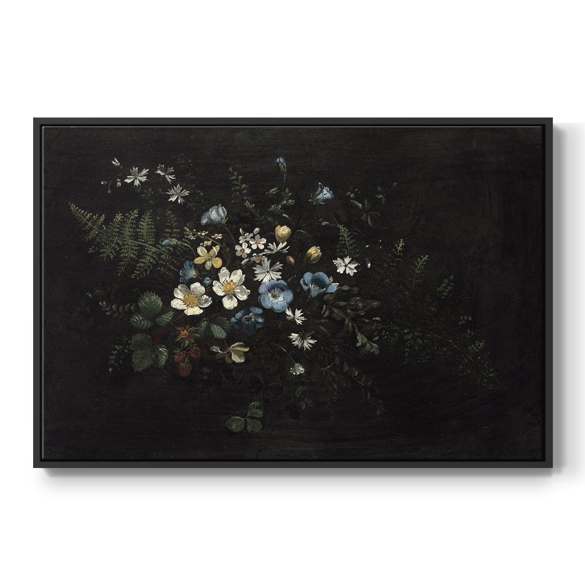 Vintage Botanical Print-XXXV By Wexford Home Framed in Black Wood Gallery Wrapped Canvas 17 in. x 25 in.