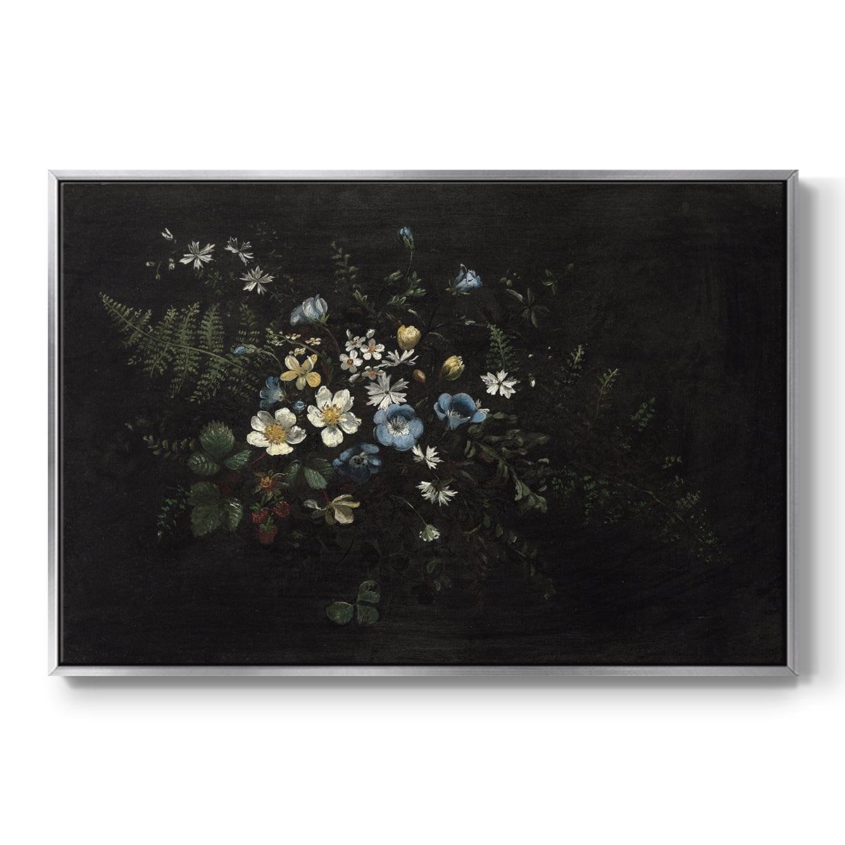 Vintage Botanical Print-XXXV By Wexford Home Framed in Silver Wood Gallery Wrapped Canvas 17 in. x 25 in.