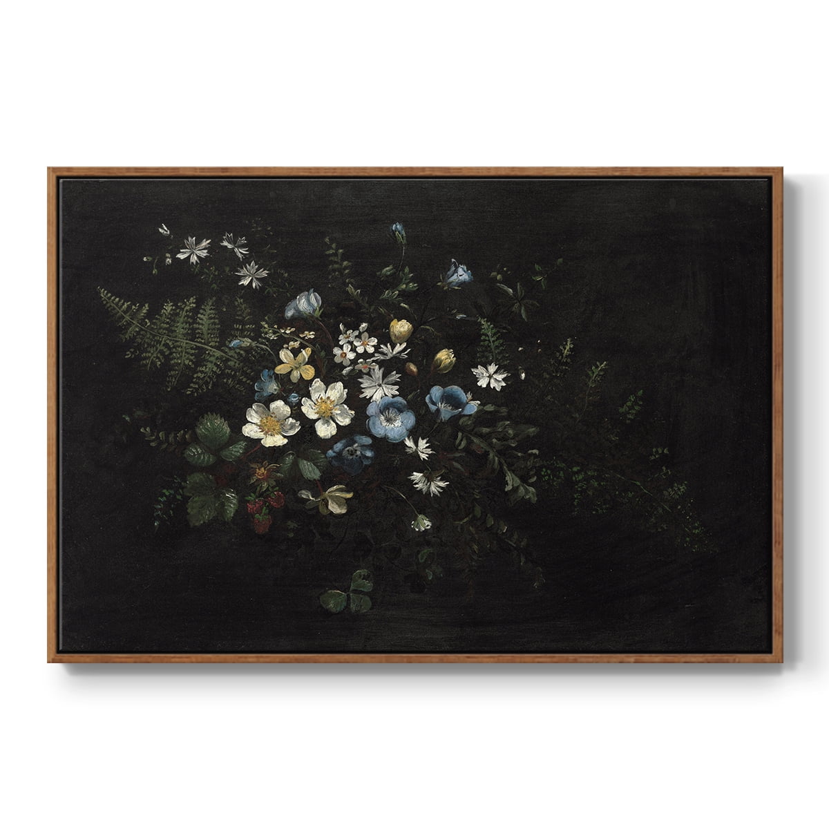 Vintage Botanical Print-XXXV By Wexford Home Framed in Walnut Wood Gallery Wrapped Canvas 27 in. x 41 in.