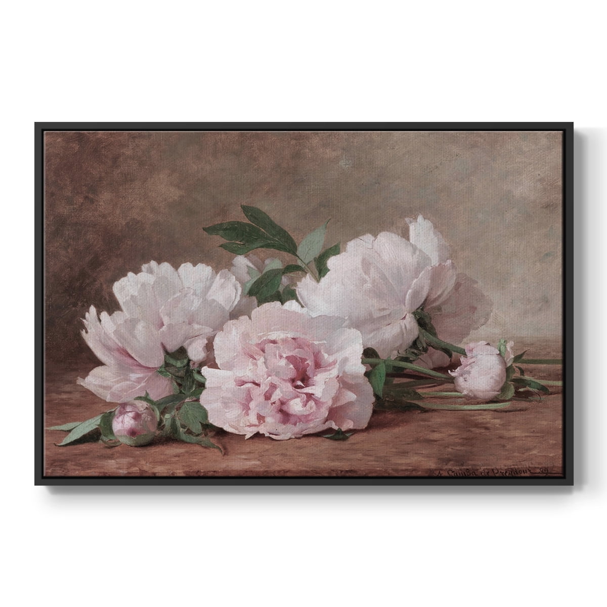 Vintage Botanical Print-XXXVI By Wexford Home Framed in Black Wood Gallery Wrapped Canvas 25 in. x 37 in.