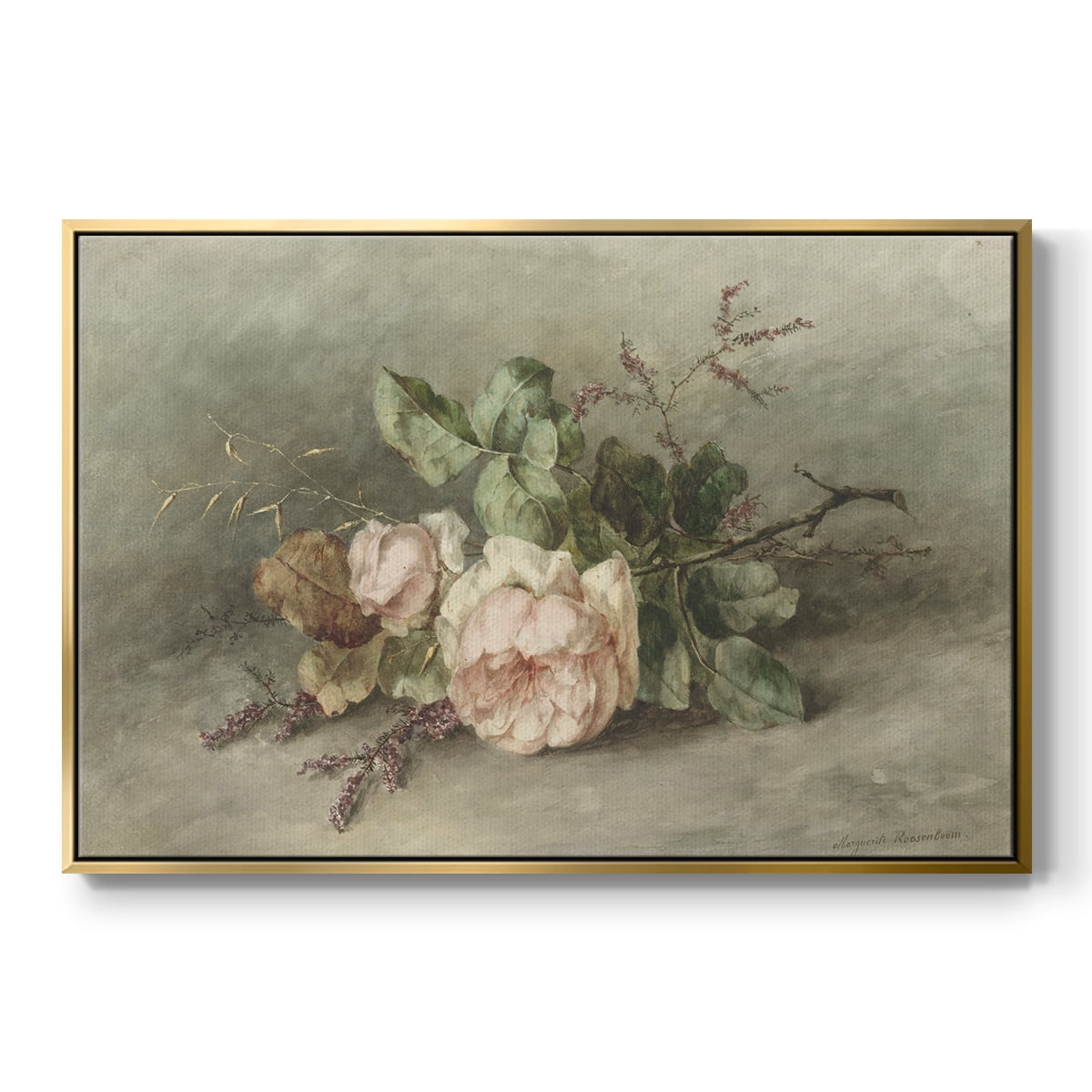 Vintage Botanical Print-XXXVII By Wexford Home Framed in Gold Wood Gallery Wrapped Canvas 27 in. x 41 in.