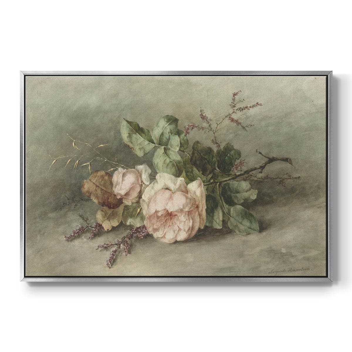 Vintage Botanical Print-XXXVII By Wexford Home Framed in Silver Wood Gallery Wrapped Canvas 17 in. x 25 in.