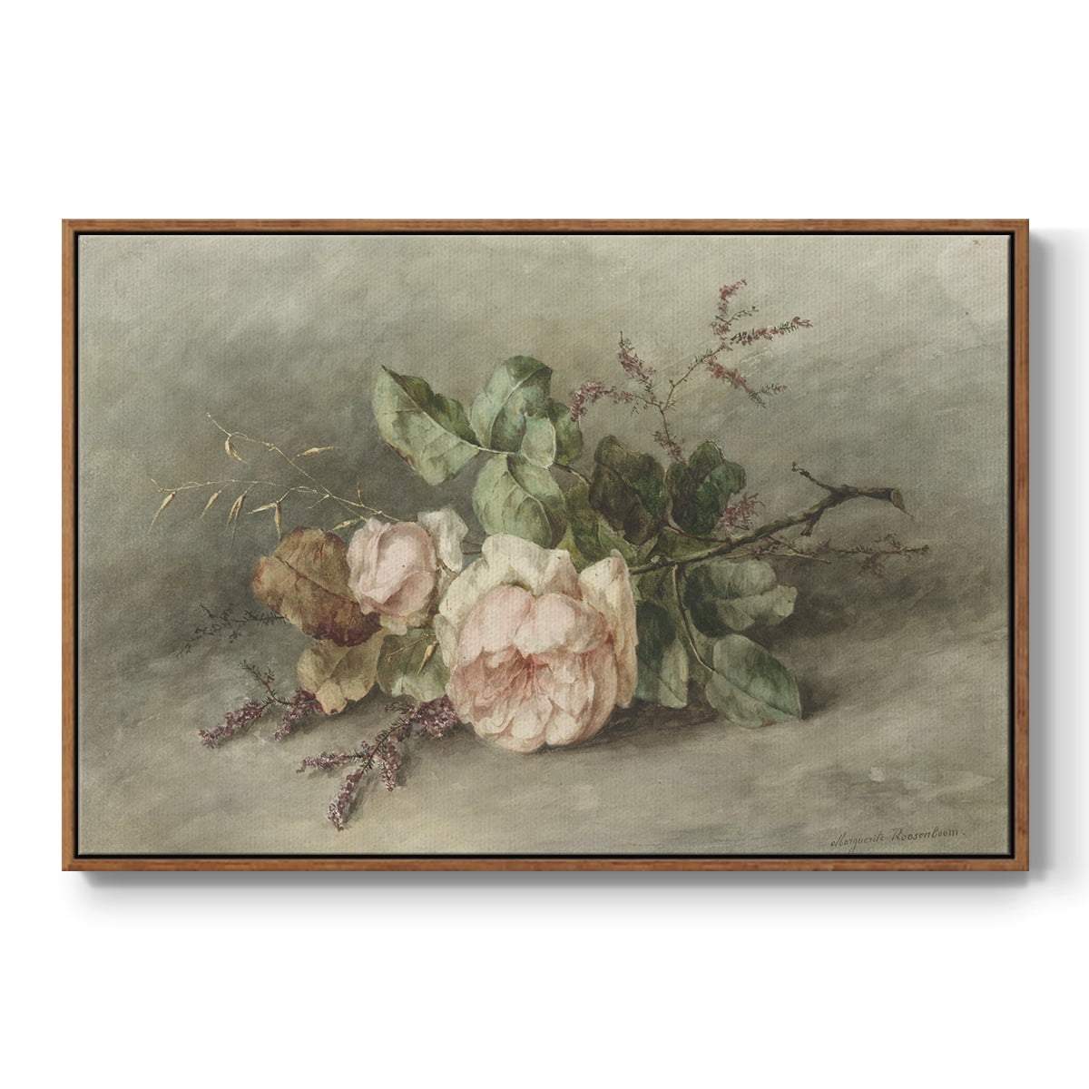 Vintage Botanical Print-XXXVII By Wexford Home Framed in Walnut Wood Gallery Wrapped Canvas 27 in. x 41 in.