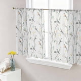 Bird Protective Windows Vintage Botanical Semi Sheer Curtains 54 Inch Length 2 Panels Set ...
