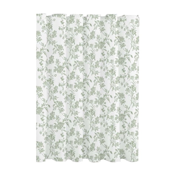 Vintage Botanical Shower Curtain, French Country Floral Toile Bathroom Decor, Waterproof Fabric, 35x41 inch(Green)