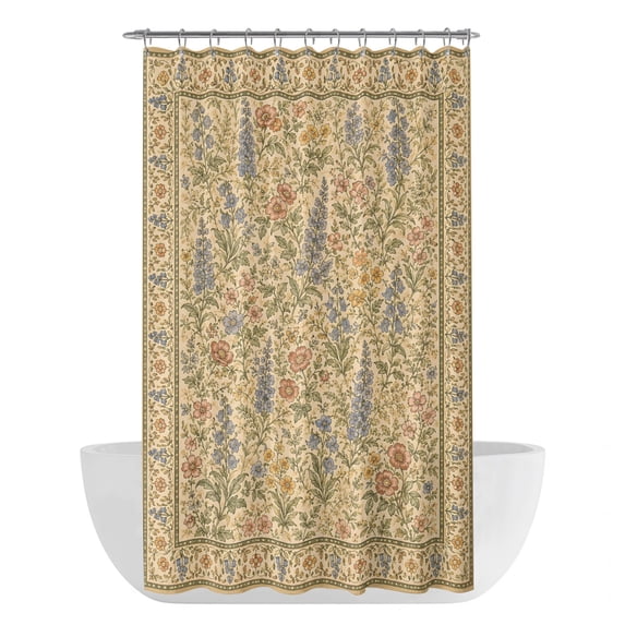 Vintage Botanical Shower Curtain - Water Repellent Fabric Shower Curtains Washable, Countryside Foliage Rustic Decorative Polyester Cloth Bathroom Curtains Modern Bath Decor 36"x72"