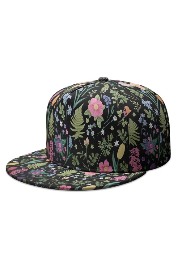 Vintage Botanical Snapback - Flat Bill Hip Hop Cap for All