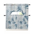 thumbnail image 1 of Vintage Botanical Swag Kitchen Curtains Sets for Windows 24 Inch Length, Blue Watercolor Leaves Branch Short Window Curtain Panels Swags Valances and Tiers 3 Piece Set for Cafe/Dining Room, 1 of 5