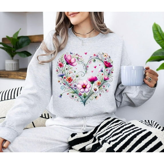 Vintage Botanical Sweatshirt, Wild Flowers Long Sleeve, Floral Sweatshirt, Pastel Floral Sweatshirt, Garden Lover,Flower Sweatshirt Tshirt All Size S-5XL