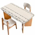thumbnail image 1 of Vintage Botanical Table Cloths for 6 Foot Rectangle Tables, Herb on Beige Leaves Retro Country Patio Waterproof Elastic Fitted Tablecloths, Washable Rectangular Table Cover for Camping, 1 of 8