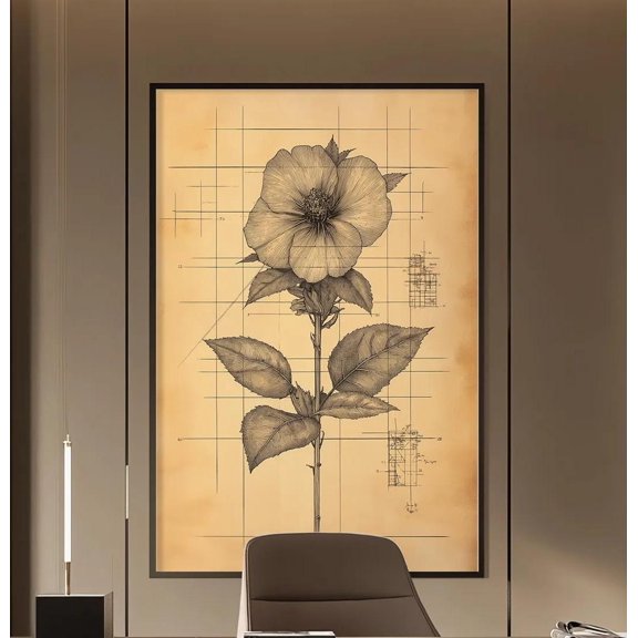 Vintage Botanical Technical Drawing Renaissance Scientific Plant Study Steampunk Poster , Poster Print Only