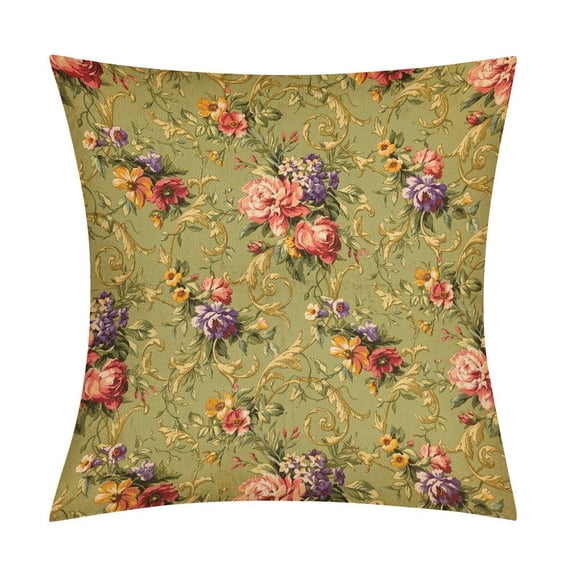 Vintage Botanical Victorian Rose Scroll_001Soft & Durable 2-Pack Faux Linen Pillowcases, Versatile Decorative Cushion Covers