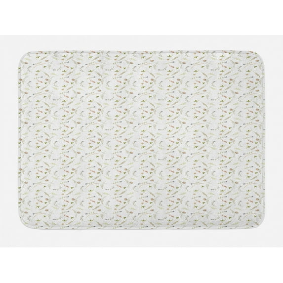 Vintage Botany Bath Mat, Versicolored Wild Meadow Flowers Print on Plain Background, Plush Bathroom Decor Mat with Non Slip Backing, 29.5" X 17.5", Sand Brown and Pale Rust, by Ambesonne