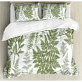 thumbnail image 1 of Vintage Botany Duvet Cover Set, Delicate Exotic Botany of Various Fern Leaves Hand Drawn Pattern, Decorative 3 Piece Bedding Set with 2 Pillow Shams, Queen Size, Sage Green and White, by Ambesonne, 1 of 3