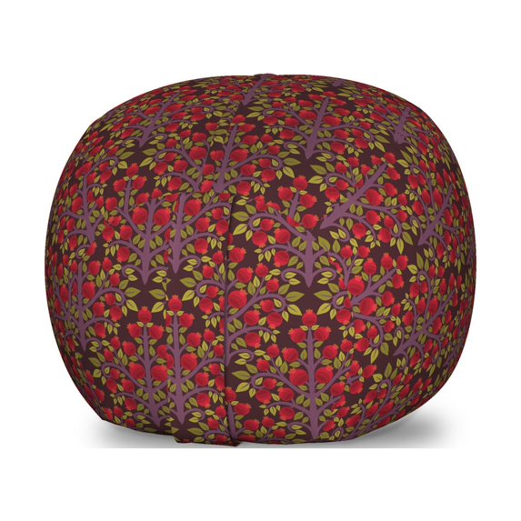 Vintage Botany Storage Toy Bag Chair, Leafy Pomegranate Trees Depiction in Continuous Pattern Art, Stuffed Animal Organizer Washable Bag, Large Size, Dark Mauve and Multicolor, by Ambesonne
