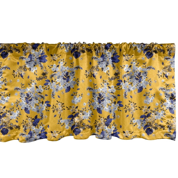 Ambesonne Vintage Botany Valance Pack of 2, Forget Me Not Art, 54"X18", Yellow Lavender