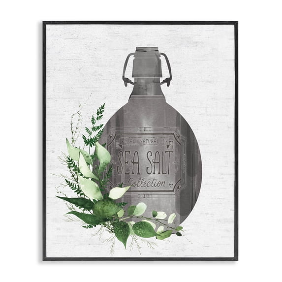 Stupell Industries French Country Vintage Bottle with Bathroom Herbs Black Framed Giclee Art, 16 x 20, by Lettered and Lined