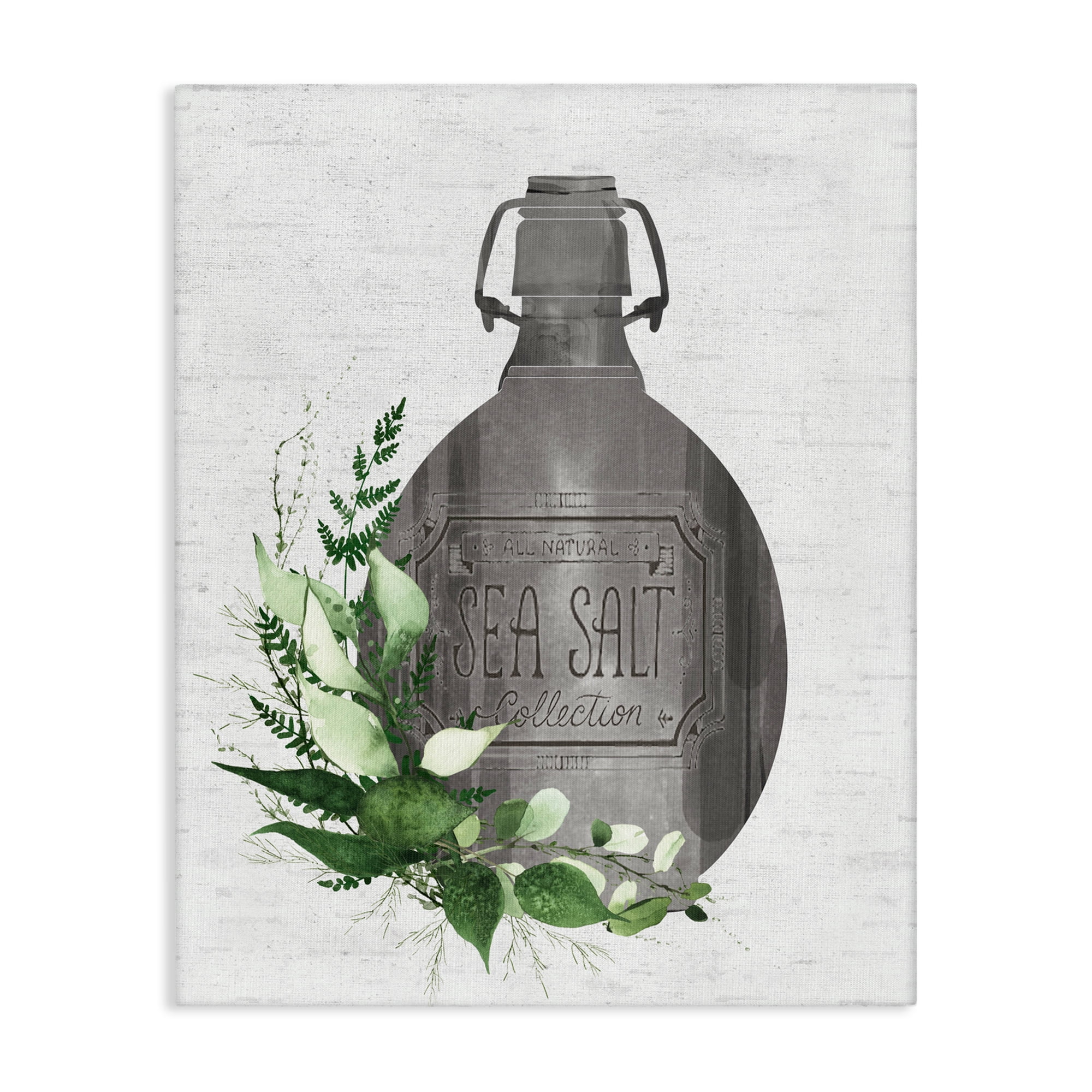 Vintage Bottle with Bathroom Herbs Canvas Wall Art, design by Lettered and Lined