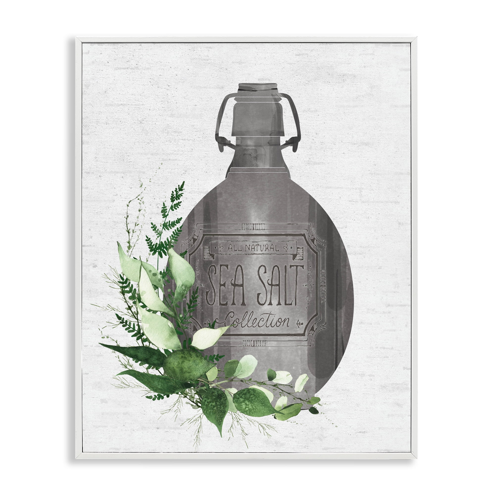 Vintage Bottle with Bathroom Herbs White Framed Giclee Art, design by Lettered and Lined