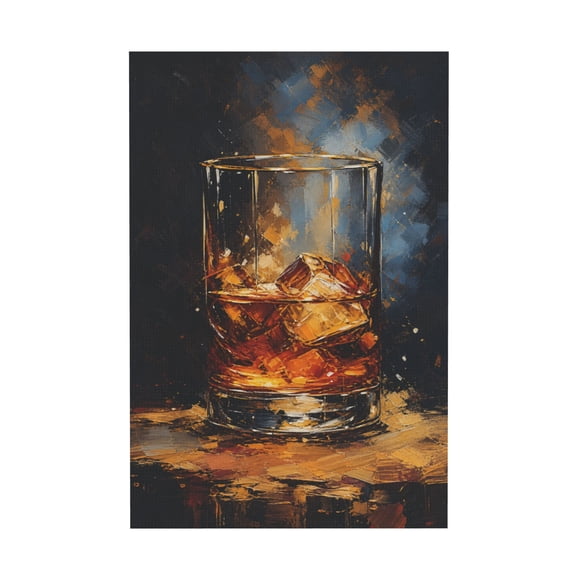 Vintage Bourbon Whiskey Glass Canvas Wall Art For Man Cave or Bar 16"x24 in