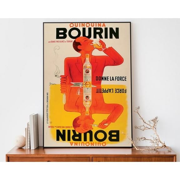 Vintage Bourin Poster, Art Nouveau French Print, Retro Liquor Advertising Poster, Cool Poster Wall Art, Modern Wall Decor, 8x12 UNFRAMED