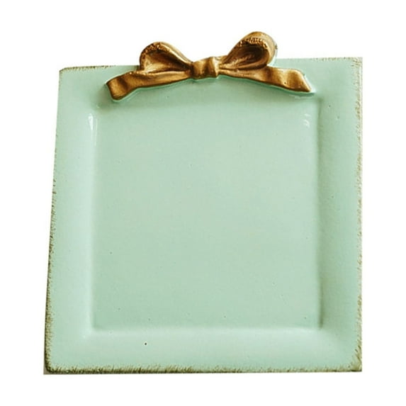 Vintage Bow Knot Jewelry Tray for Home Decor, Square Vanity Tray for Bedroom Dresser, Jewelry Dish Tray and Trinket Dish for Rings Bracelets Earrings Storage Organization