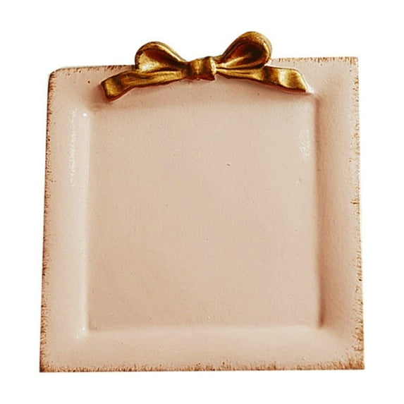 Vintage Bow Knot Jewelry Tray for Home Decor, Square Vanity Tray for Bedroom Dresser, Jewelry Dish Tray and Trinket Dish for Rings Bracelets Earrings Storage Organization