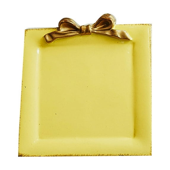 Vintage Bow Knot Jewelry Tray for Home Decor, Square Vanity Tray for Bedroom Dresser, Jewelry Dish Tray and Trinket Dish for Rings Bracelets Earrings Storage Organization