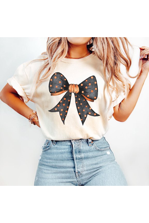 Vintage Bow Shirt, Coquette Shirt, Fall Bow Shirt, Spooky Season, Pumpkin Patch Shirt, Cute Tee