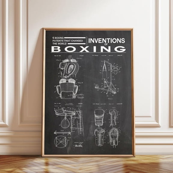 Vintage Boxing Patents Gym Boxer Wall Art Print, Unframed Paper Poster 8x10in