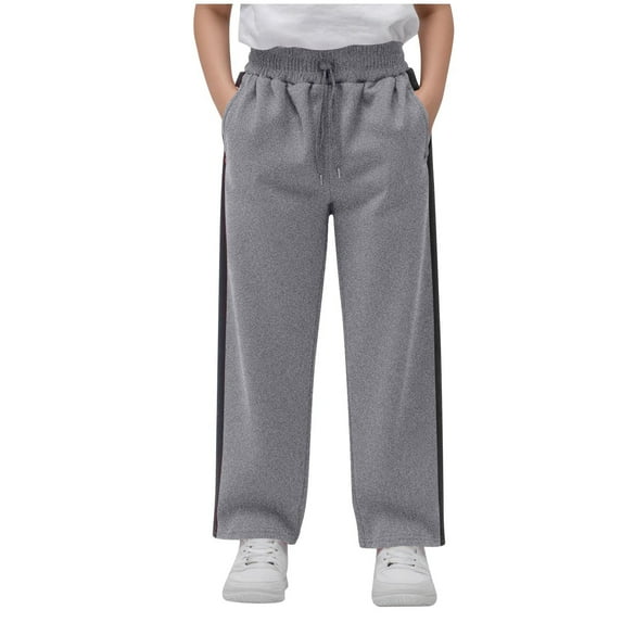 Vintage Boys Girls Athletic Sweatpants Winter Warm Athletic Basic Fleece Jogger Track Pants for Boys Dark Gray 7-8 Years