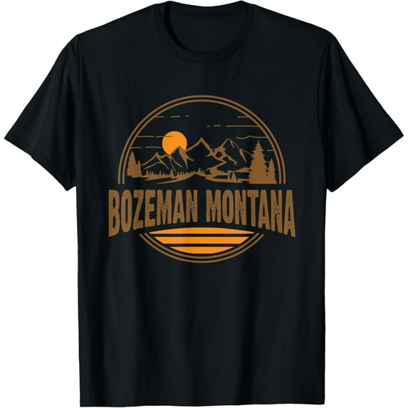 Vintage Bozeman, Montana Mountain Hiking Souvenir Print T-Shirt