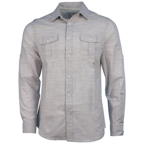 Vintage Brand Men's Micro Stripe L/S Button Down Shirt (White/Black, Small)