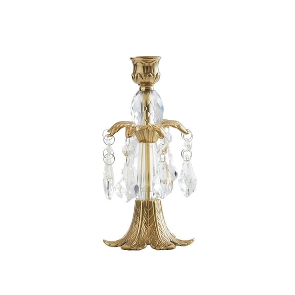 Vintage Brass Candlestick Ornaments Home Glass Pendant Candle Holder Decoration Wedding Supplies