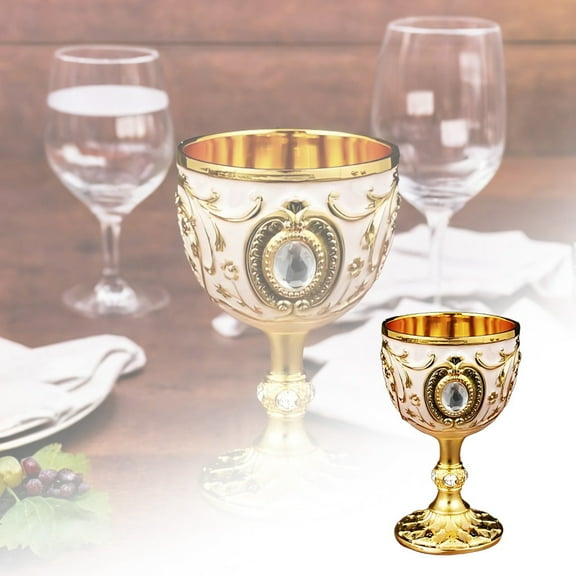 Vintage Brass Chalice Cup - Handcrafted Embossed Goblet for , Communion & Weddings - Style Decorative Drinking Cup with Royal Design