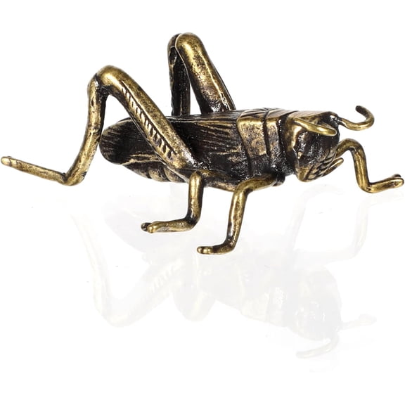 Vintage Brass Cricket Figurine, 3D Retro Fengshui Cricket Brass Statue Animal Figure Bug Decor Sculpture for Desktop Decorate