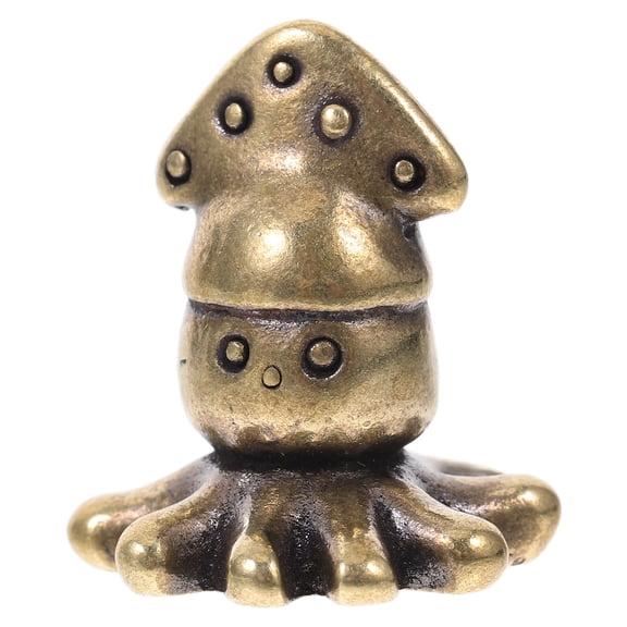 OUNONA Miniature Brass Cuttlefish Figurine for Aquarium Desk Home Decor Cute Ocean Animal Sculpture Fish Tank Accessory 1 Set