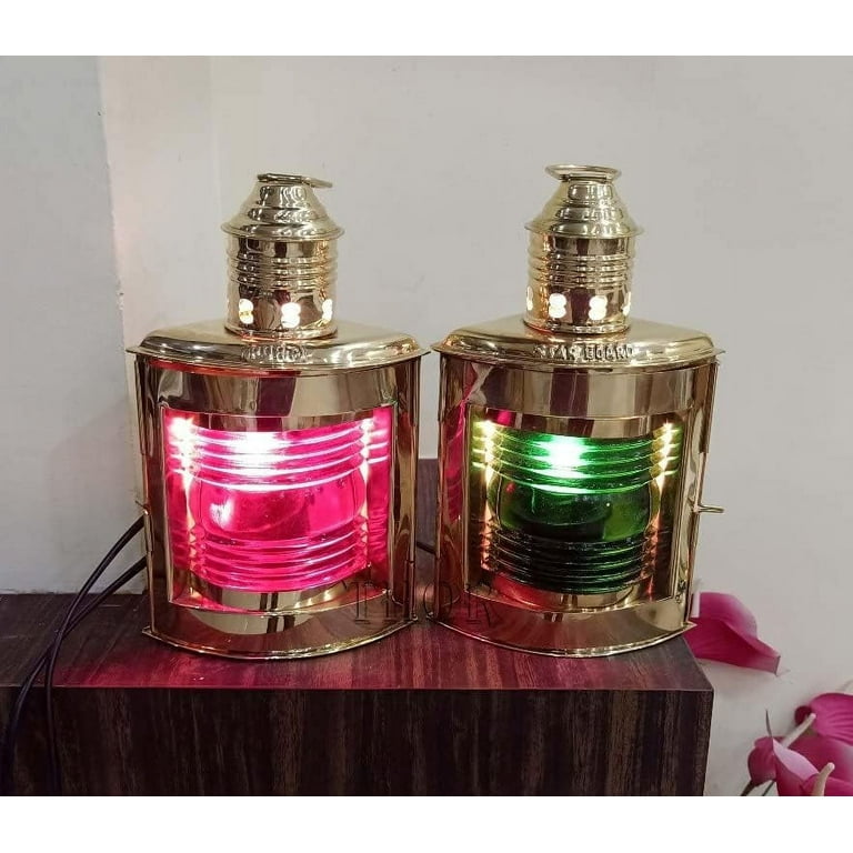 Vintage Brass Electric Green Red Lamp Maritime Ship Lantern Boat Light Home Decorative Port Starboard Lanterns Maritime Set of 2 Rustic Vintage Home Decor Gifts Walmart