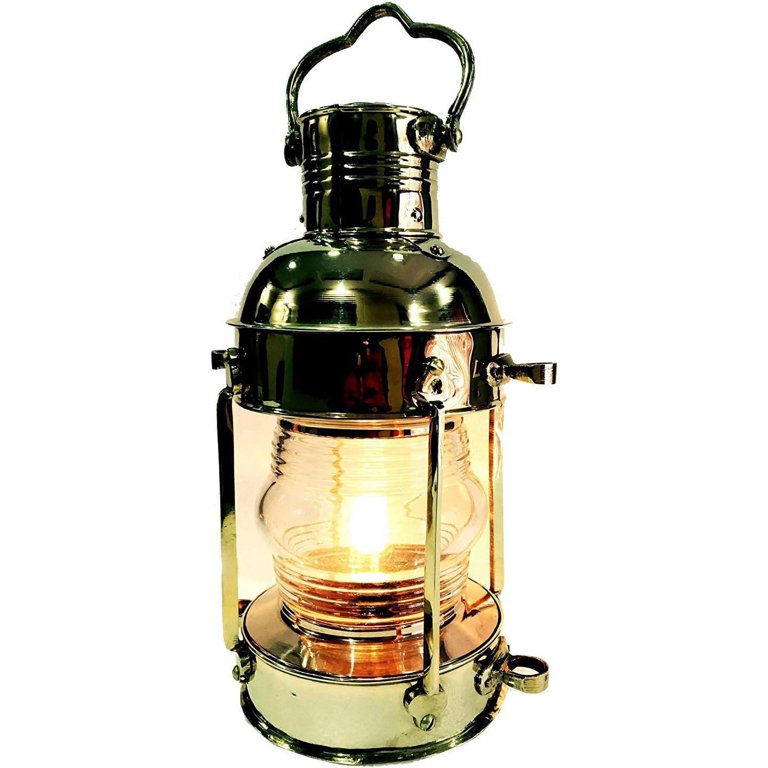 Vintage Brass Electric Ship Lantern - 12 Inch Decorative Nautical Light For Home Or Boat