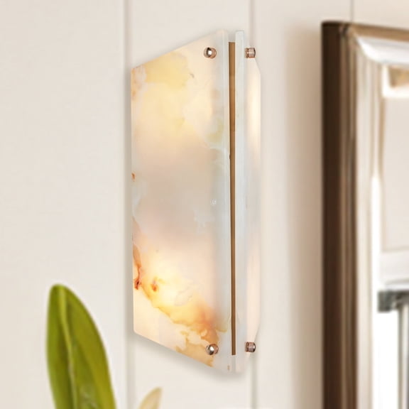 Vintage Brass Finish Sconce, Minimalist Wall Light with White Linen Shade beside Mirror, for Bathroom, Living Room, Bedroom, Entryway