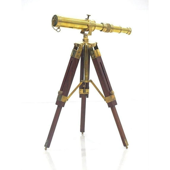 Vintage Brass Floor Standiing Telescope on Tripod Stand use DF Lens Antique Desktop Telescope for Home Decor & Table Accessory Nautical Spyglass Telescope for Navy and Outdoor Adventures
