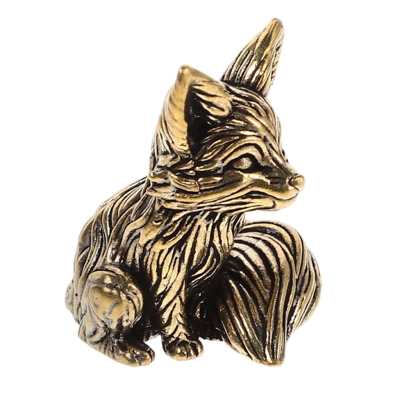 Vintage Brass Fox Sculpture Desk Exquisite Animal Brass Decoration Unique Tabletop Accessory Mini Brass Fox Decoration Small Animal Statue
