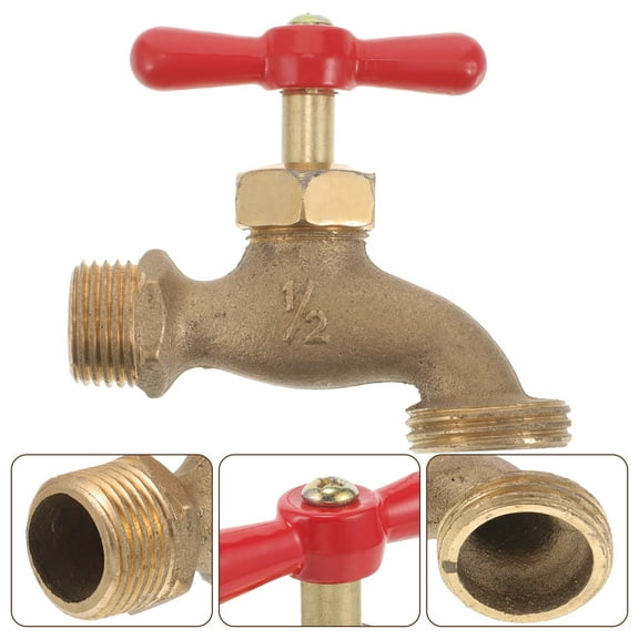 Vintage Brass Garden Faucet - Outdoor Yard Spigot with Anti-Freeze Valve & 3/4 Hose Thread (Farmhouse Patio Water Tap)
