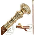 thumbnail image 1 of Vintage Brass Handle Victorian Telescope Fold able Wooden Walking Stick Walking Cane Ideal Gift, Golden, 1 of 3