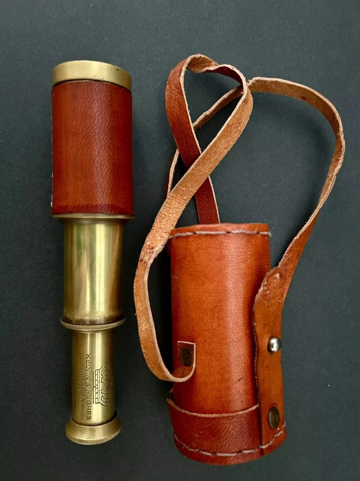 Vintage Brass Kelvin & Hughes 6-Inch Handheld Telescope – Antique