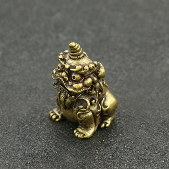 Vintage Brass Mythical Creatures Chinese Style Unicorn Figurines Decorative Collectible Home Office Desk Ornament